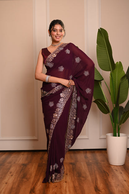 Nevash Pure 60-Gram Chiffon Saree