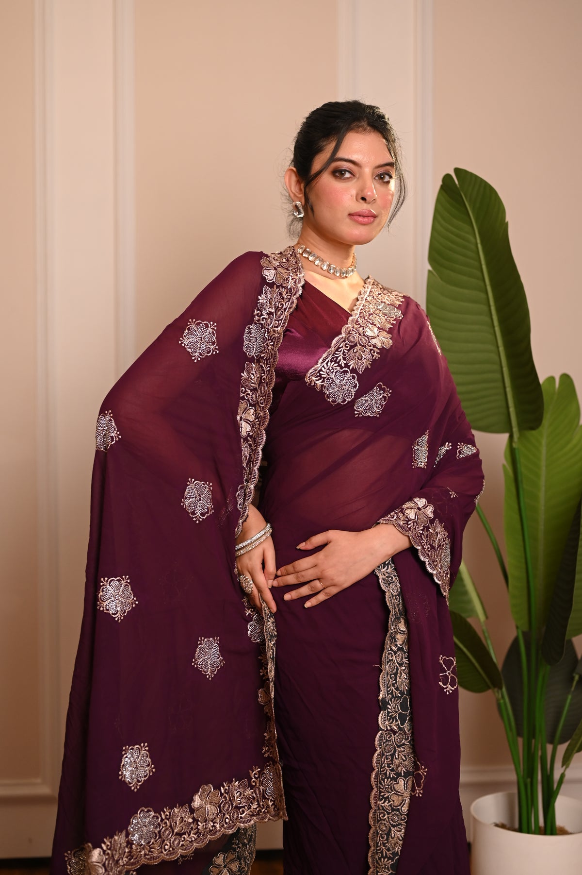 Nevash Pure 60-Gram Chiffon Saree