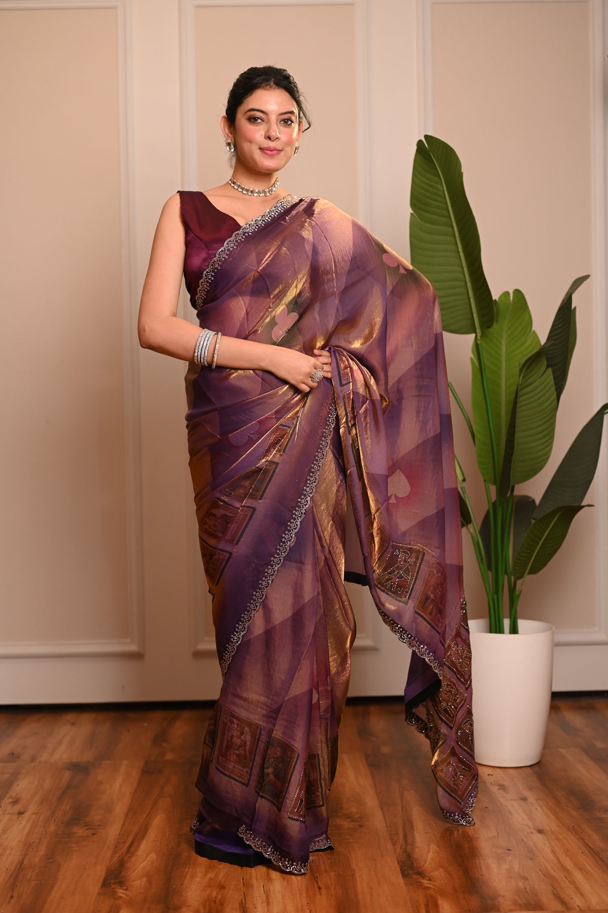 Nevash Alfino Gold Zari Silk Saree
