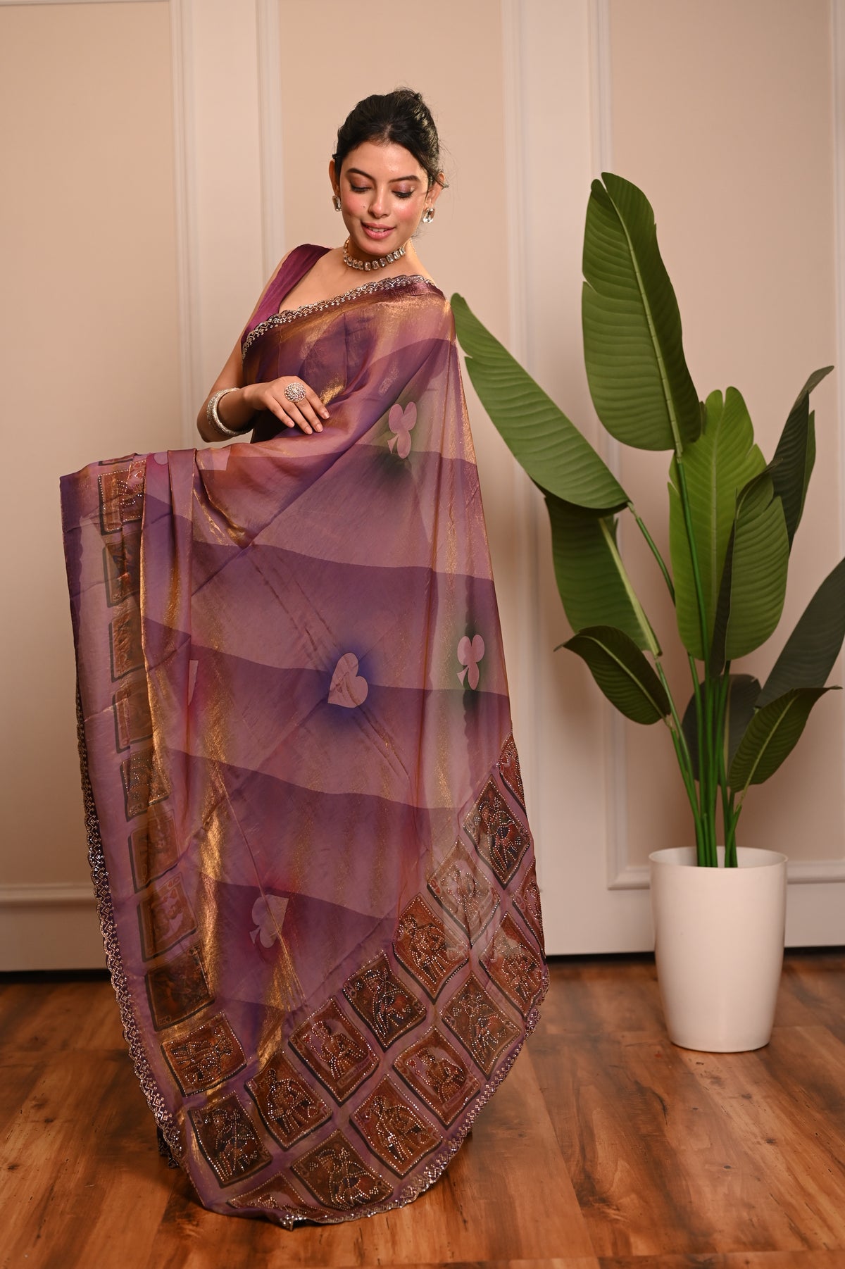 Nevash Alfino Gold Zari Silk Saree