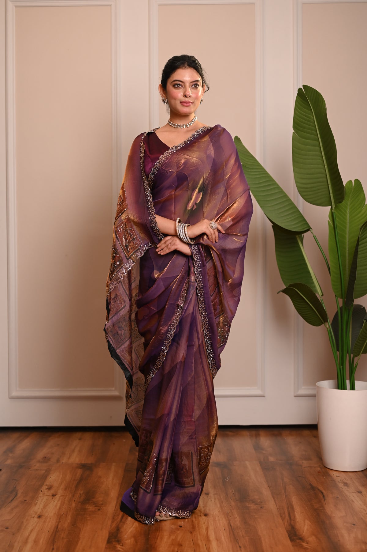 Nevash Alfino Gold Zari Silk Saree