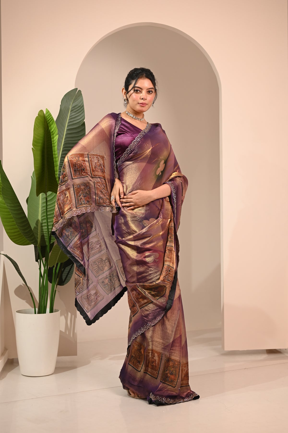 Nevash Alfino Gold Zari Silk Saree