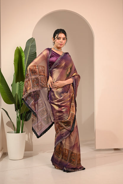 Nevash Alfino Gold Zari Silk Saree