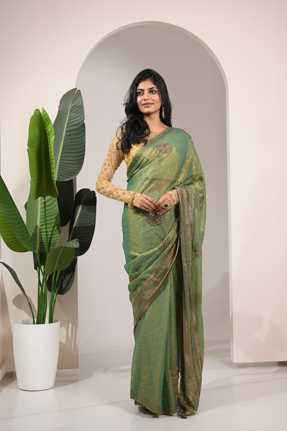Nevash Pinta Zarkan Heavy Handwork Saree