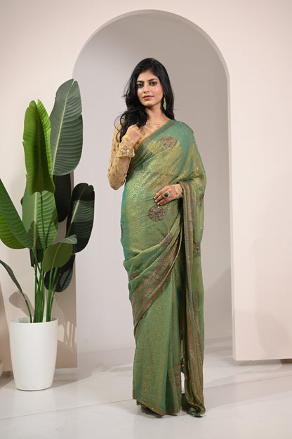 Nevash Pinta Zarkan Heavy Handwork Saree