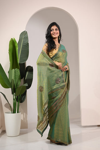 Nevash Pinta Zarkan Heavy Handwork Saree