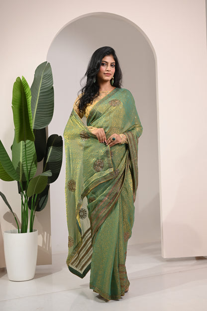 Nevash Pinta Zarkan Heavy Handwork Saree