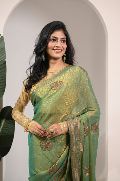 Nevash Pinta Zarkan Heavy Handwork Saree