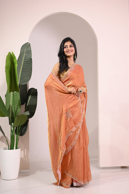 Nevash Fashion Hand Stone Embellished Saree