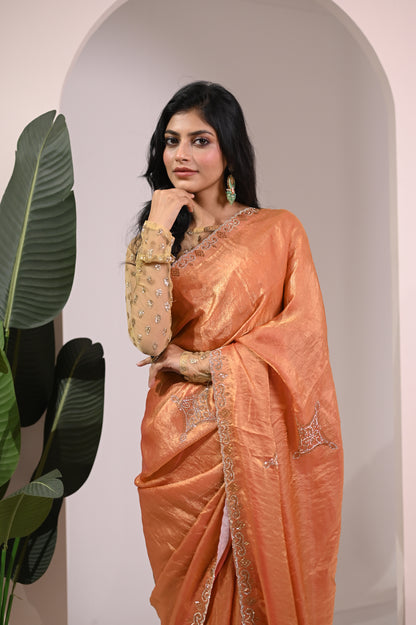 Nevash Fashion Hand Stone Embellished Saree