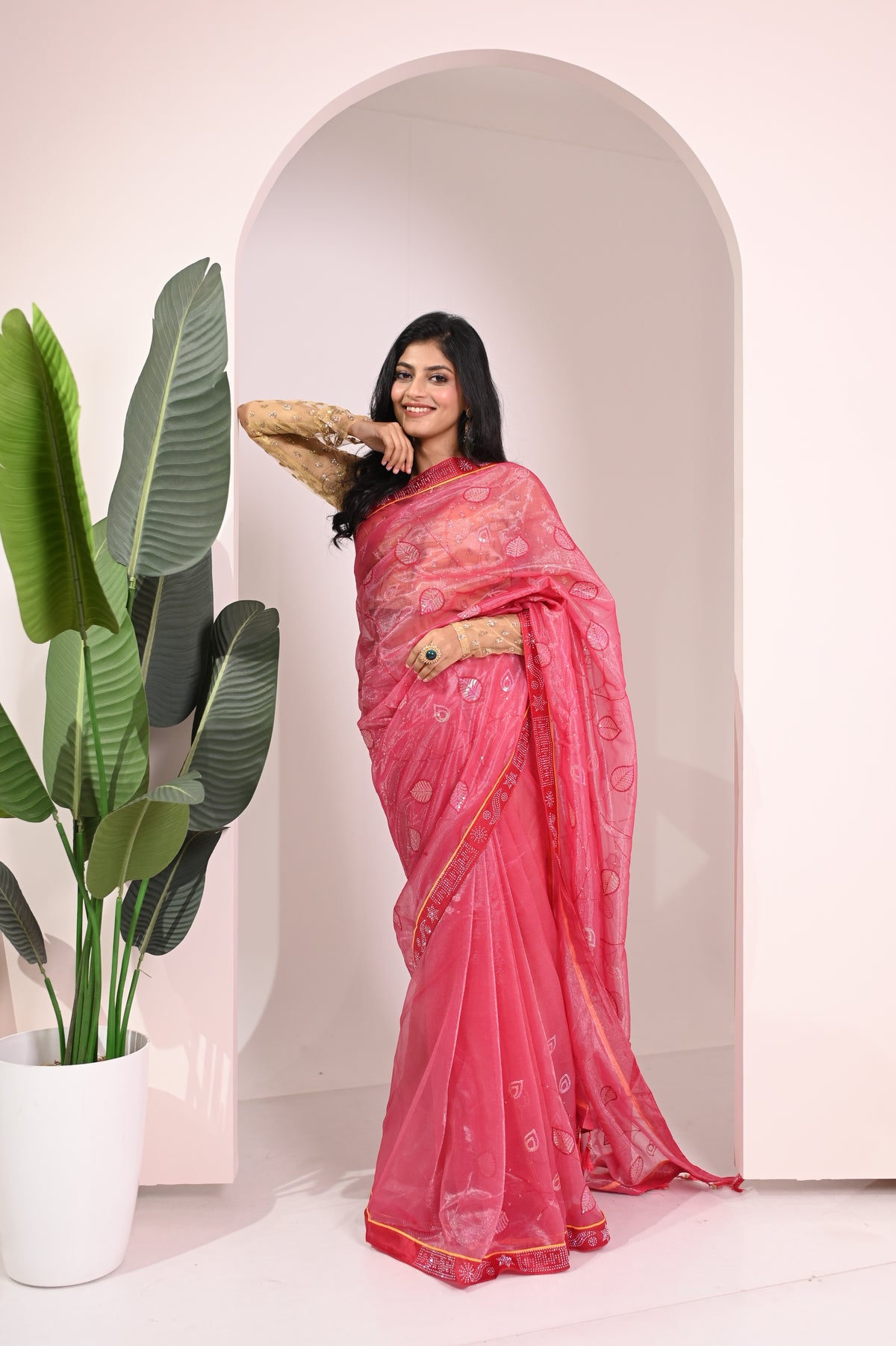 Nevash Twill Net Embroidered Saree