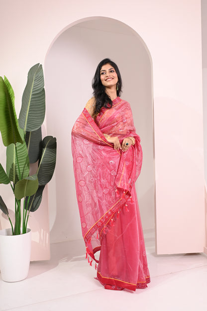 Nevash Twill Net Embroidered Saree