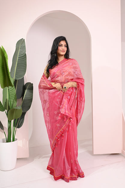 Nevash Twill Net Embroidered Saree