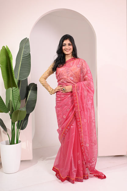 Nevash Twill Net Embroidered Saree