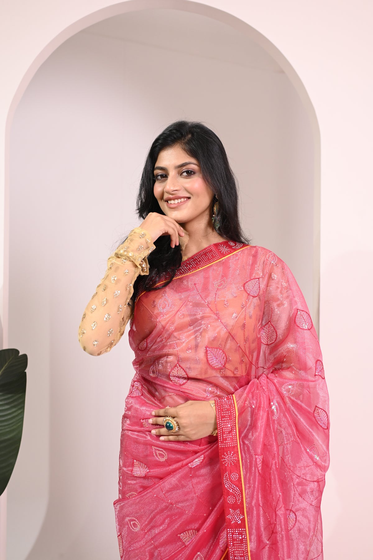 Nevash Twill Net Embroidered Saree