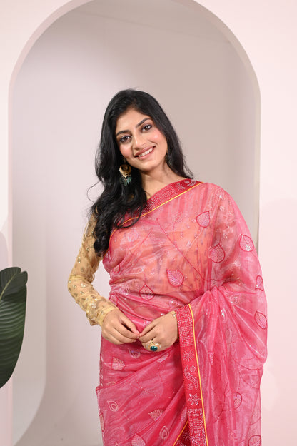 Nevash Twill Net Embroidered Saree