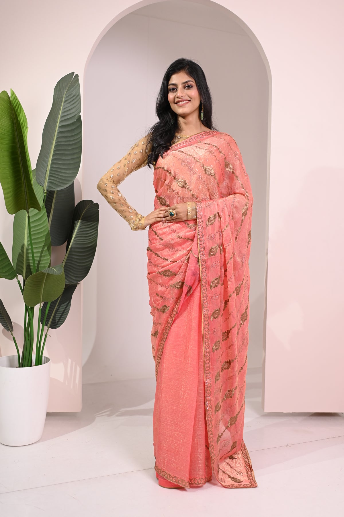 Nevash Pinta Lehariya Festive Heavy Saree