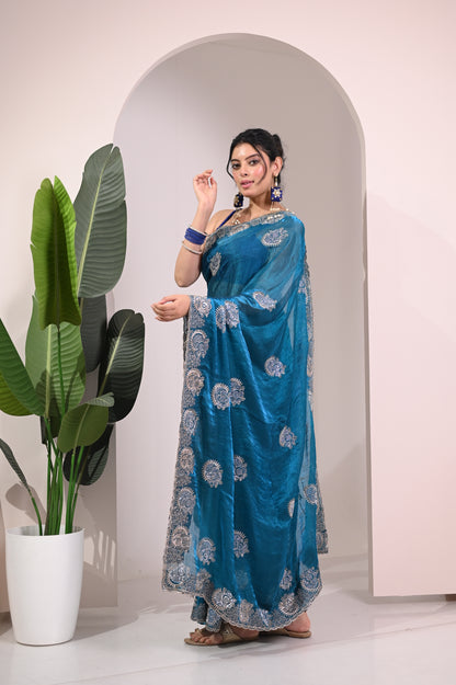 Nevash Fancy Satin Evening Saree