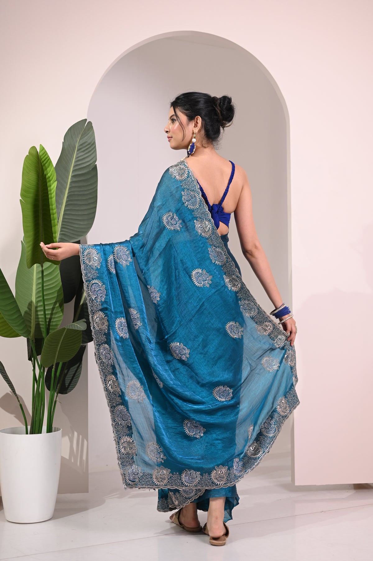 Nevash Fancy Satin Evening Saree