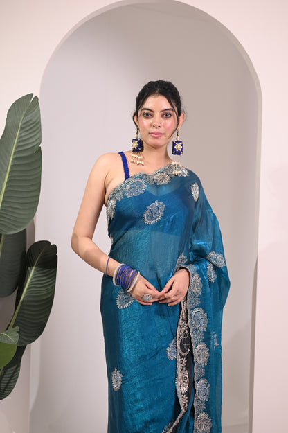 Nevash Fancy Satin Evening Saree