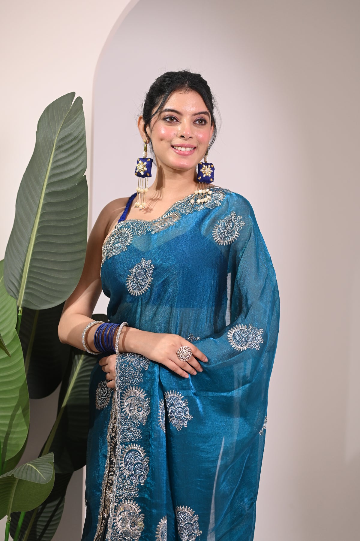 Nevash Fancy Satin Evening Saree