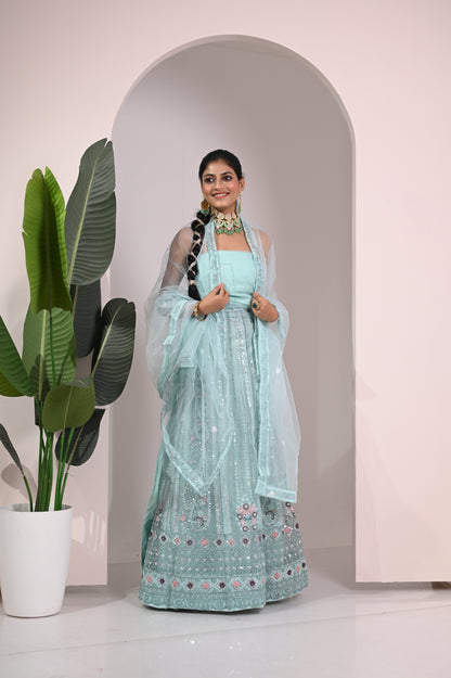 Nevash Paloma Heavy Embroidered Flared Lehenga Set
