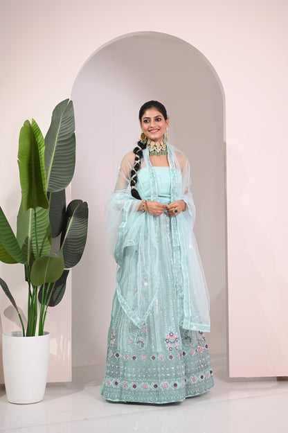 Nevash Paloma Heavy Embroidered Flared Lehenga Set