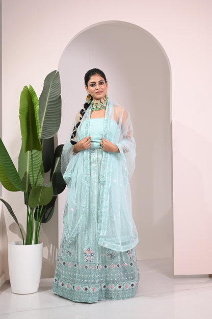 Nevash Paloma Heavy Embroidered Flared Lehenga Set