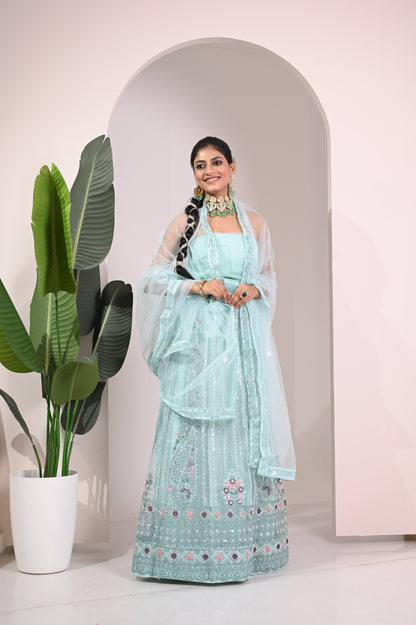 Nevash Paloma Heavy Embroidered Flared Lehenga Set