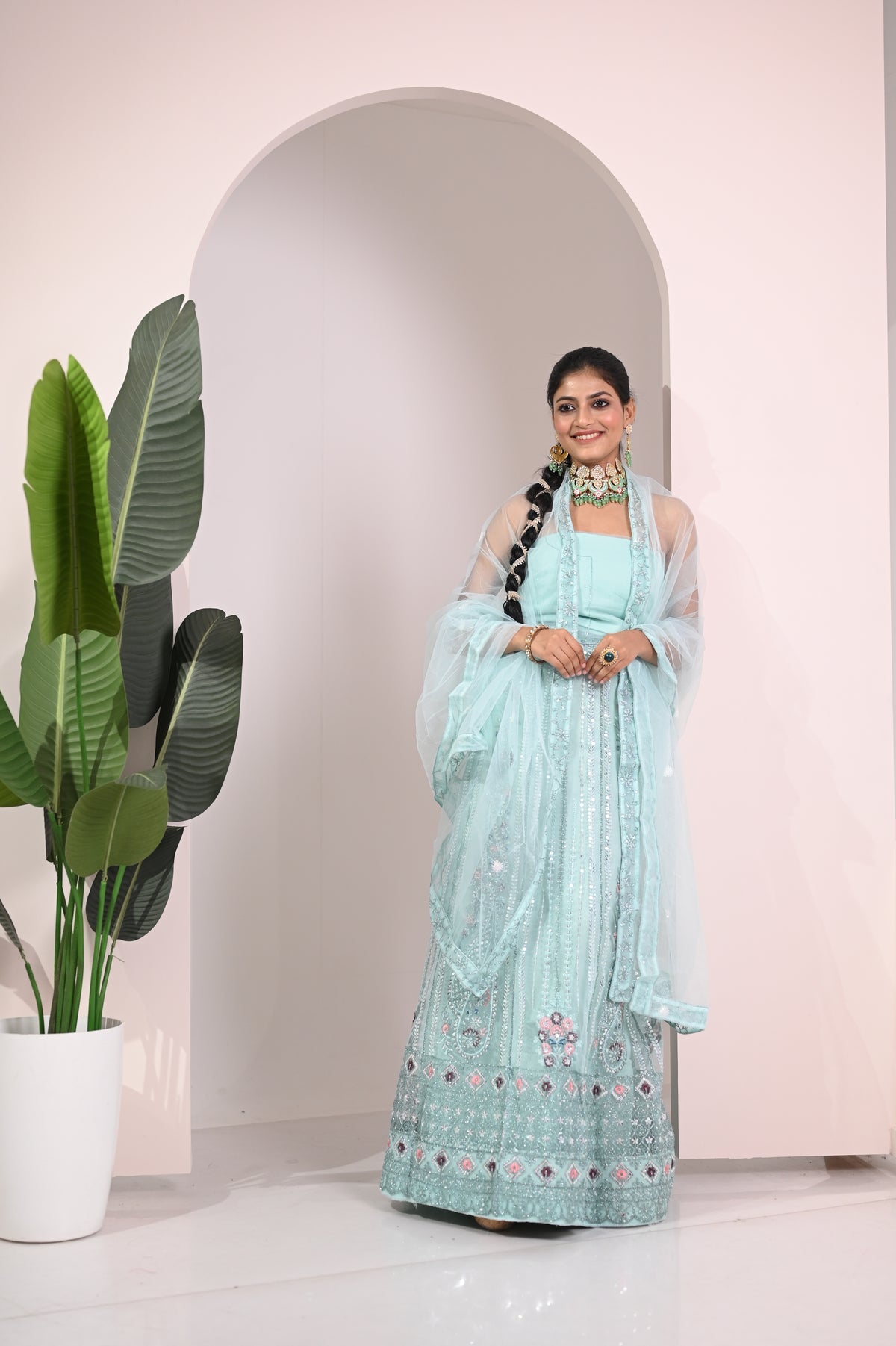 Nevash Paloma Heavy Embroidered Flared Lehenga Set