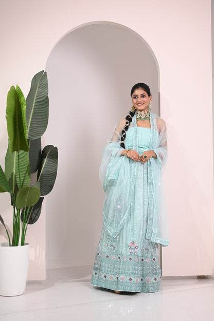 Nevash Paloma Heavy Embroidered Flared Lehenga Set