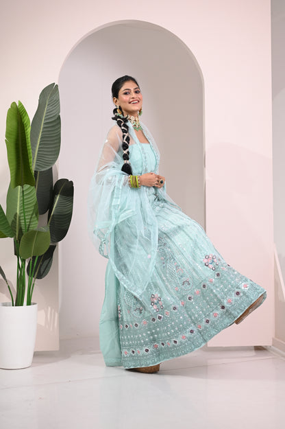 Nevash Paloma Heavy Embroidered Flared Lehenga Set