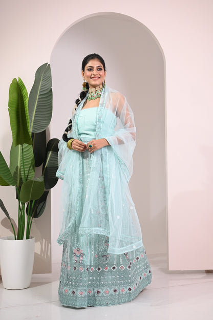 Nevash Paloma Heavy Embroidered Flared Lehenga Set