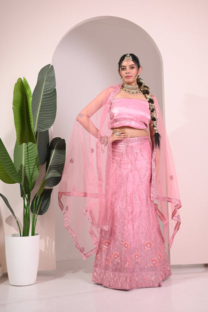 Nevash Pastel Flared Georgette Lehenga Choli Set