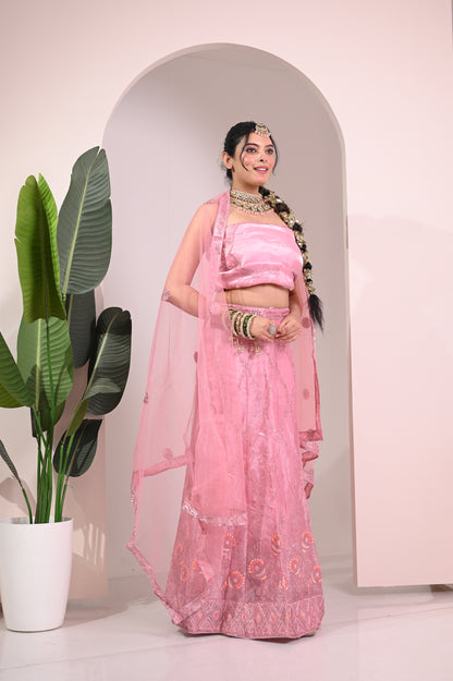 Nevash Pastel Flared Georgette Lehenga Choli Set