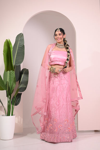 Nevash Pastel Flared Georgette Lehenga Choli Set