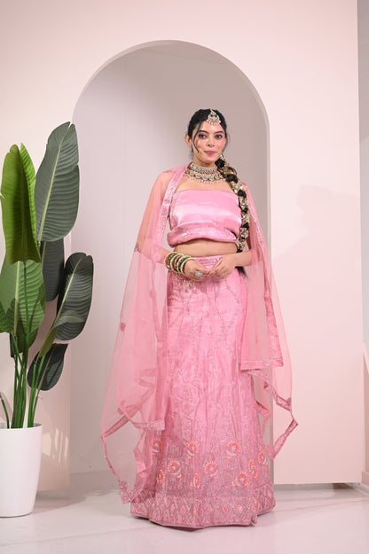 Nevash Pastel Flared Georgette Lehenga Choli Set