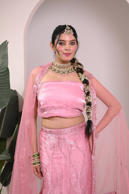 Nevash Pastel Flared Georgette Lehenga Choli Set