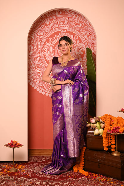 Nevash Soft Marshmallow Zari Saree