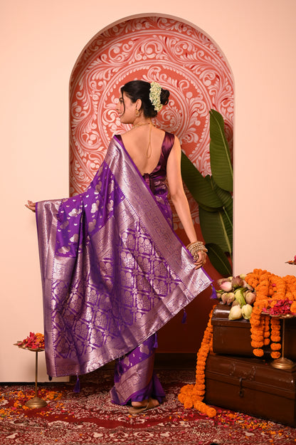 Nevash Soft Marshmallow Zari Saree