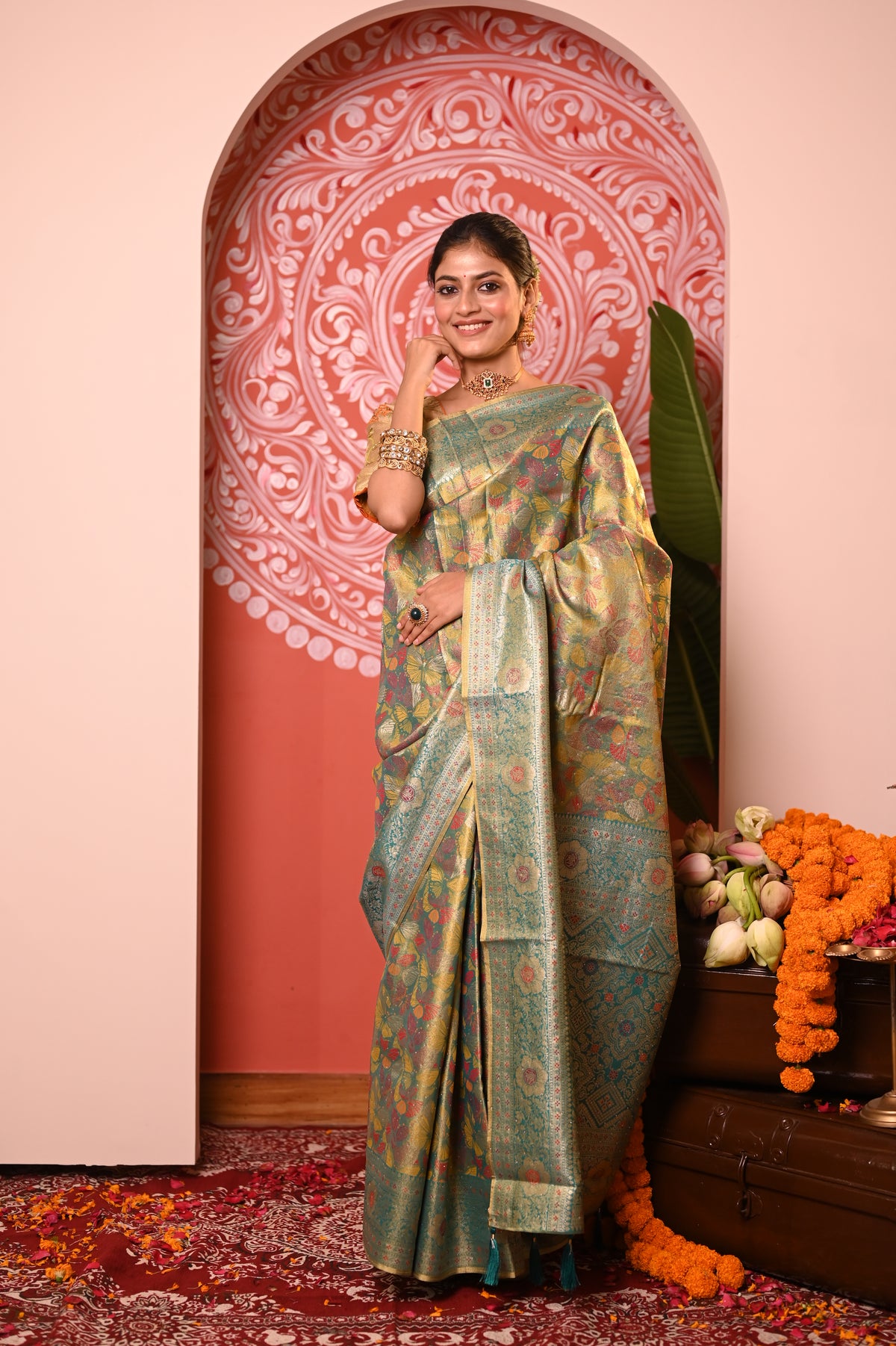 Nevash Dhurandar Kalamkari Art Silk Saree