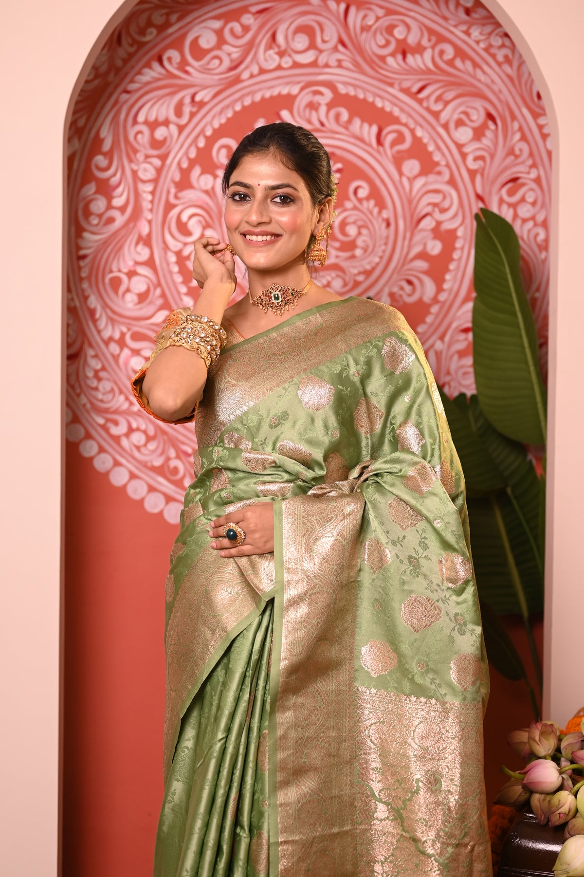 Nevash Lustrous Satin Silk Saree