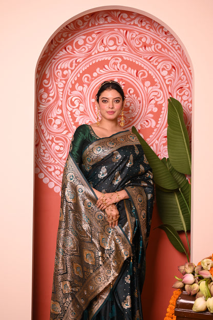 Nevash Zarqan Crystal Satin Saree