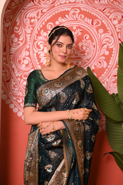 Nevash Zarqan Crystal Satin Saree