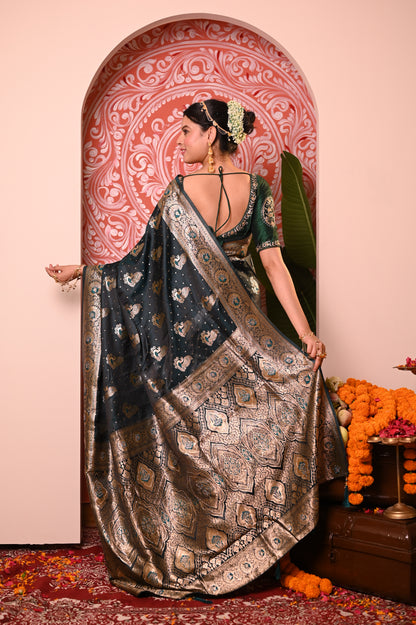 Nevash Zarqan Crystal Satin Saree