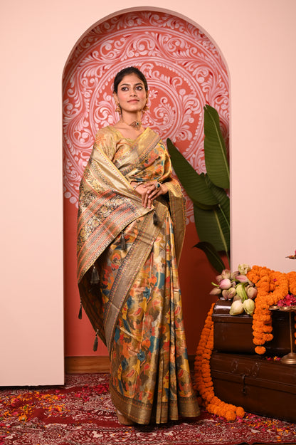 Nevash Dhurandar Kalamkari Art Silk Saree