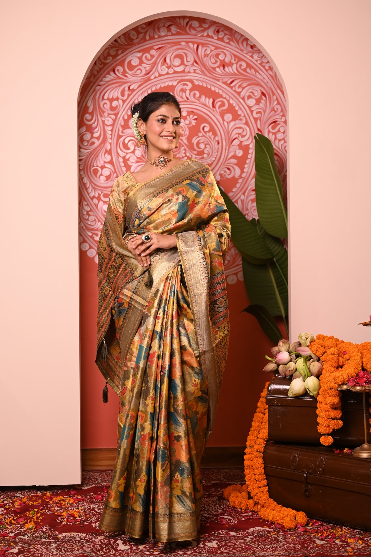Nevash Dhurandar Kalamkari Art Silk Saree