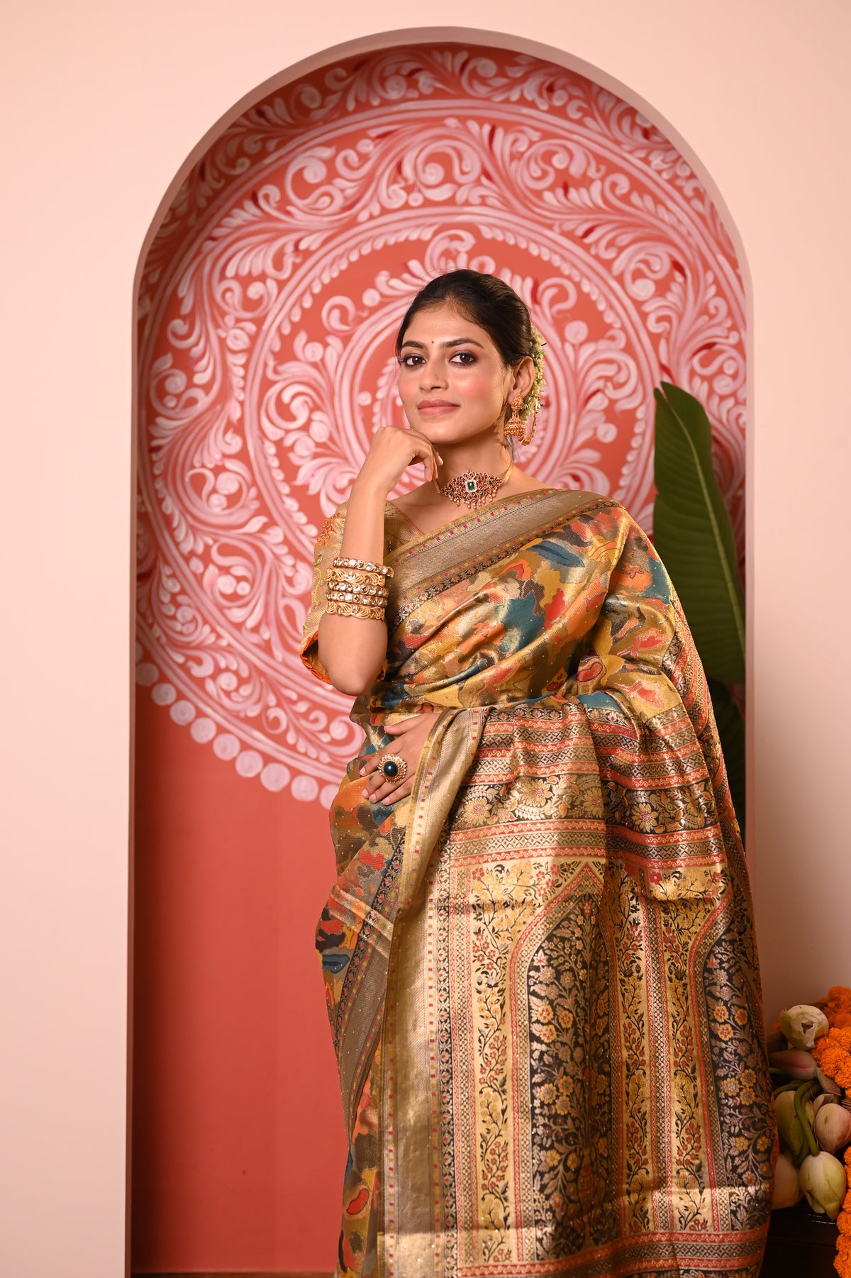 Nevash Dhurandar Kalamkari Art Silk Saree