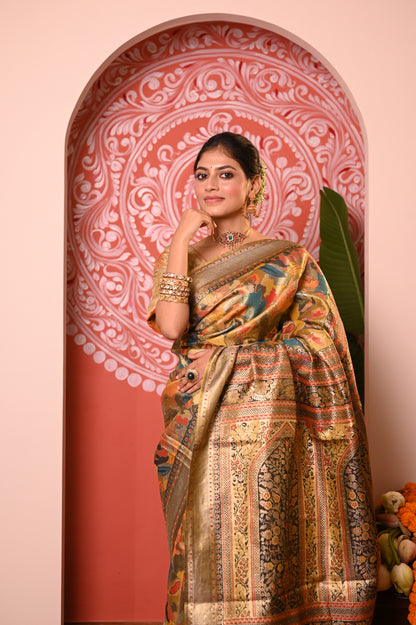 Nevash Dhurandar Kalamkari Art Silk Saree