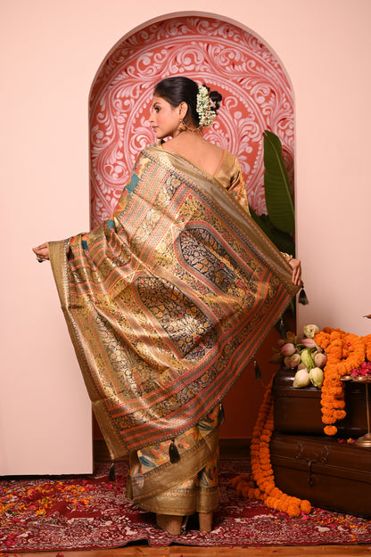 Nevash Dhurandar Kalamkari Art Silk Saree